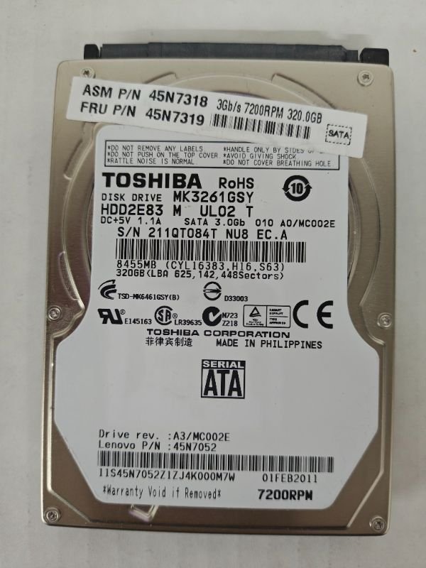 Toshiba 320GB 2.5 SATA 7200RPM