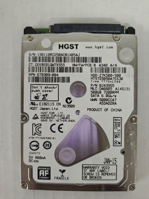 HGST Z7K500 500GB 2.5 SATA 7200RPM HDD HTS725050A7E630